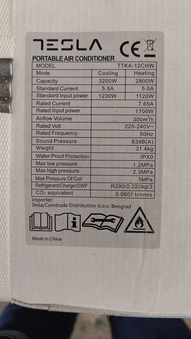 Мобилен климатик Tesla TTKA12CHW В ГАРАНЦИЯ