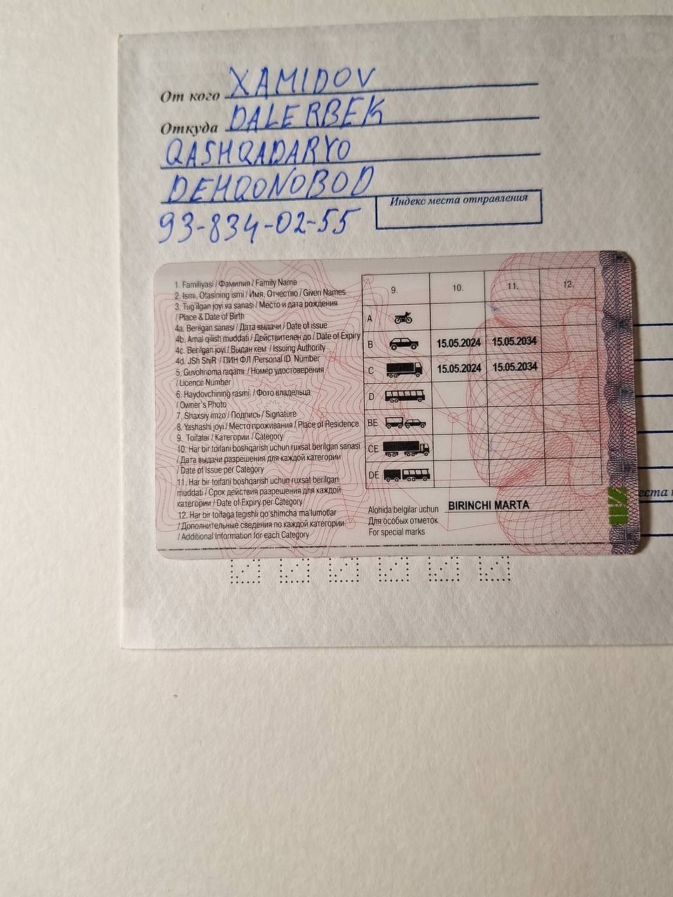 Uz Man 2010 hamma joyiga kafolat matòr A7 yoģ yemaydi