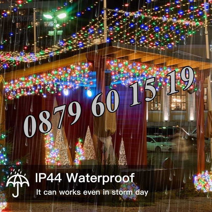 Коледна завеса 3 м многоцветни, коледна украса, коледни лампички