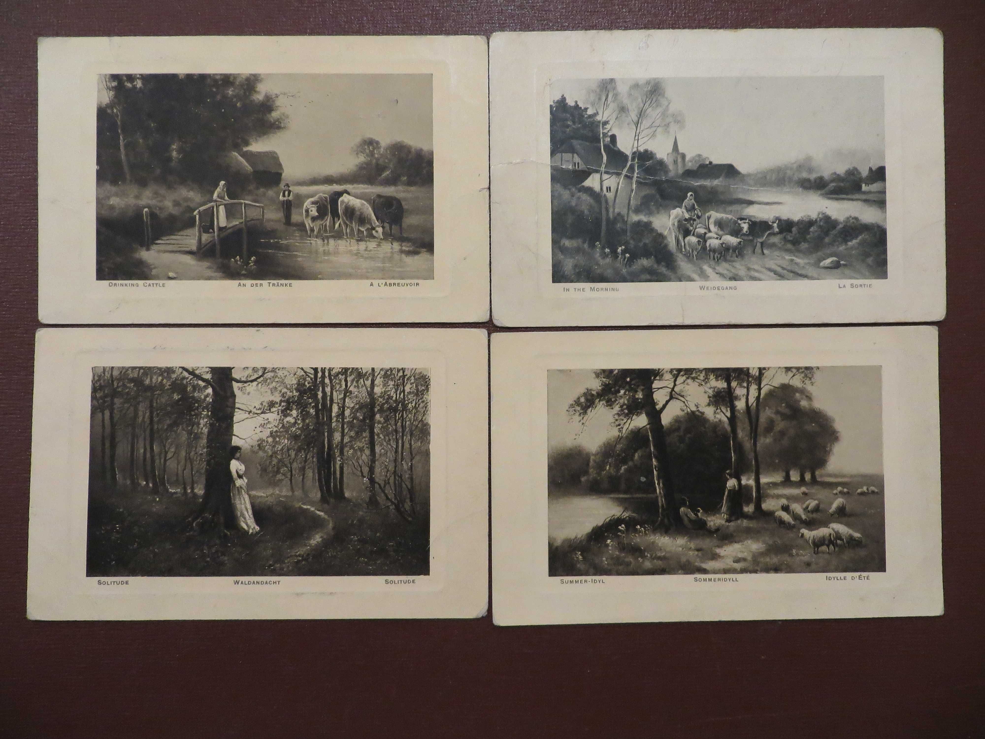 22 carti postale ilustrate scene bucolice 1908-1911