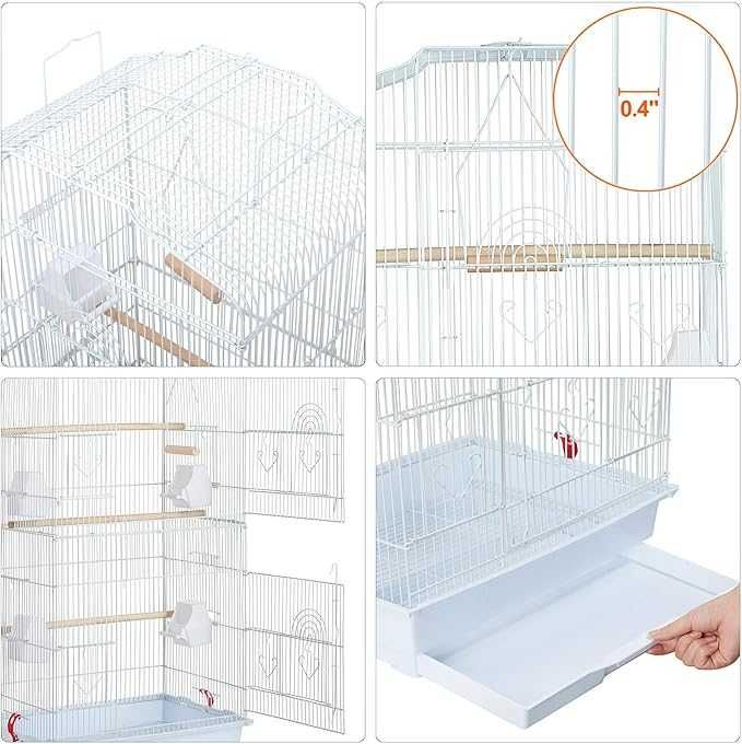 Colivie XXL pasari pe roti, 4 hranitoare, tavita sertar | 591825 White