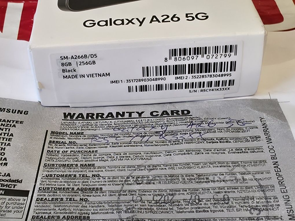 КАТО НОВ 256GB Samsung A26 5G Гаранция Технополис 2027г. BLACK / Черен