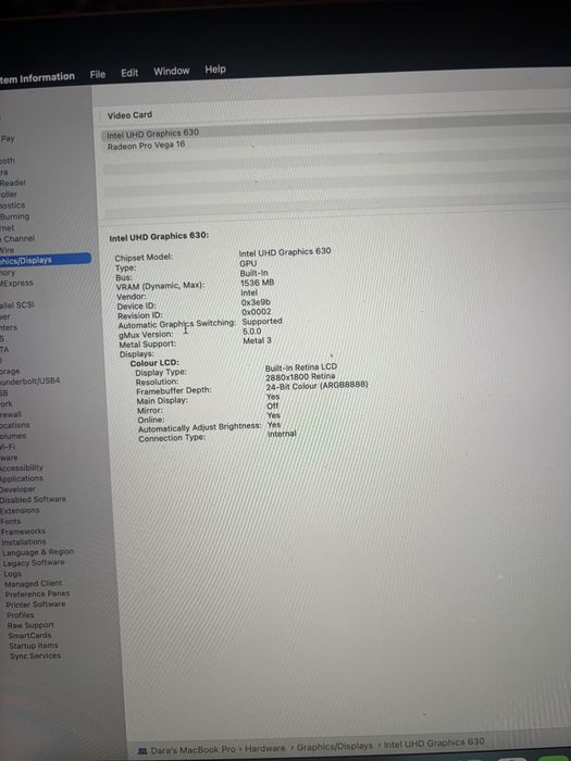 MacBook Pro i9 • 32GB • 2TB SSD • Dual GPU