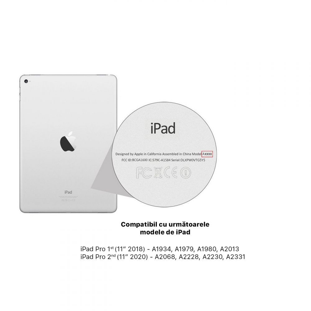 Husa Magnetica, spate transparent, colturi intarite iPad Pro 11 inc...
