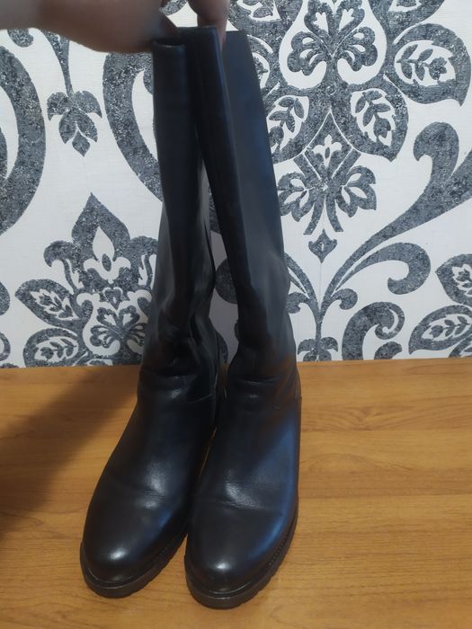 Кожаные женские сапоги натуральный мех и кожа