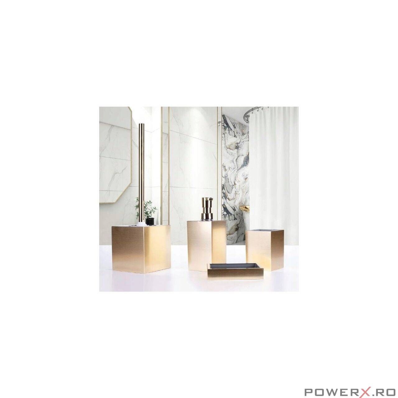 Perie wc cu suport, auriu, design modern, Sepio