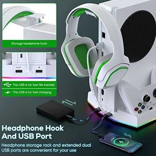 Модернизирана стойка за вентилатор Xbox Series S със зарядна станция