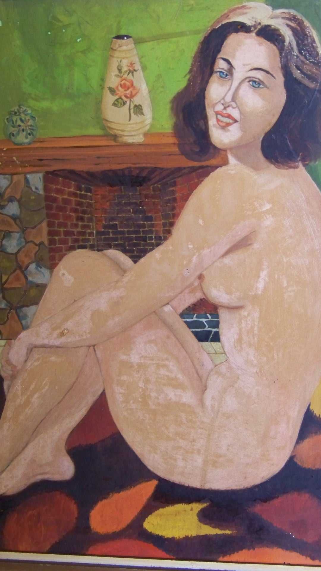 tablou nud pictura ulei pe placaj 80-60 cm
