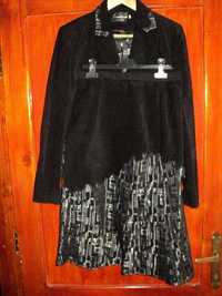 vand costum dama : sacou,vesta,fusta culoare negru cu gri