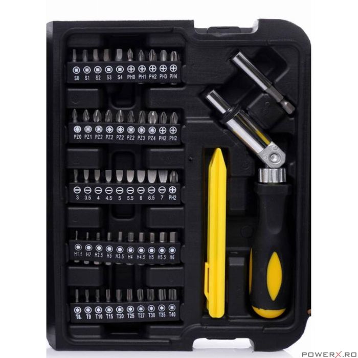 Trusa de scule pliabila universala, 117 piese, din oțel crom-vanadiu,