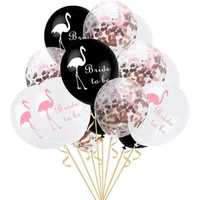 Set 10 Baloane Bride To Be, Domi Party & Gifts, Negru/Alb/Confetti roz