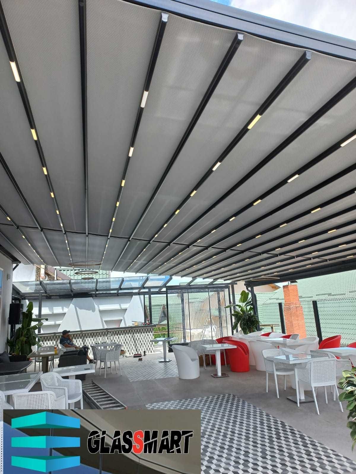 Pergole retractabile cu led , Bioclimatic alum.  , Wintergarden sticla