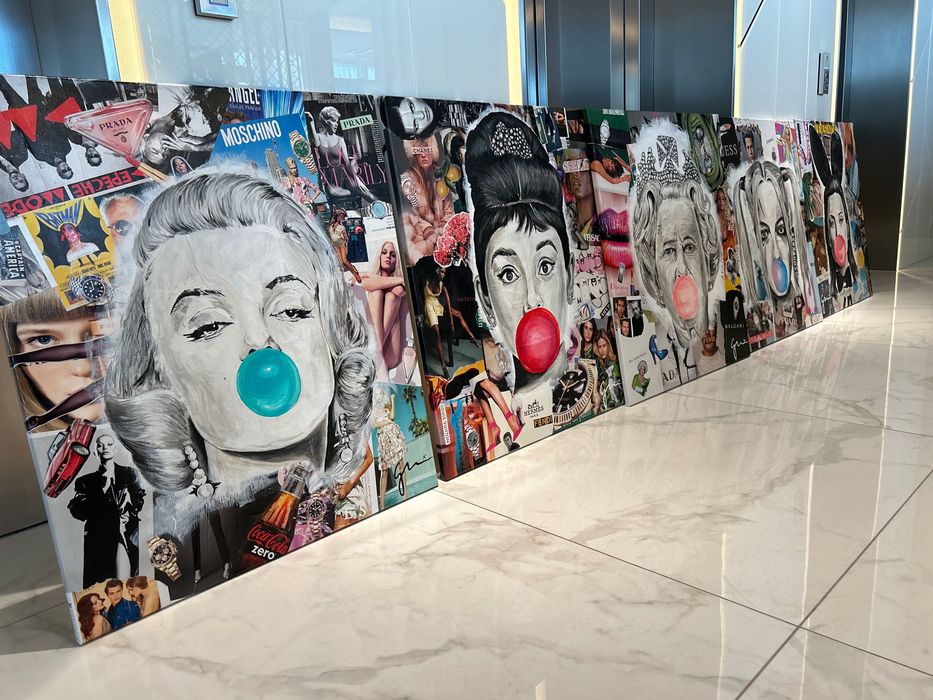 Pop art картини с известни жени ( декопаж и акварел