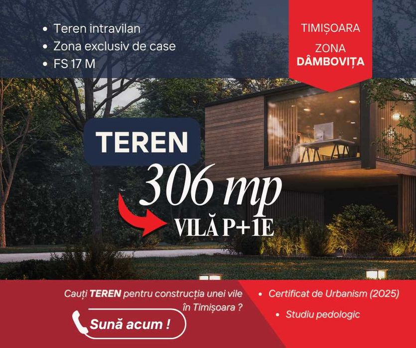 Teren P+1E zona Dambovita | 306 mp | FS 17m | langa Mall Shopping City