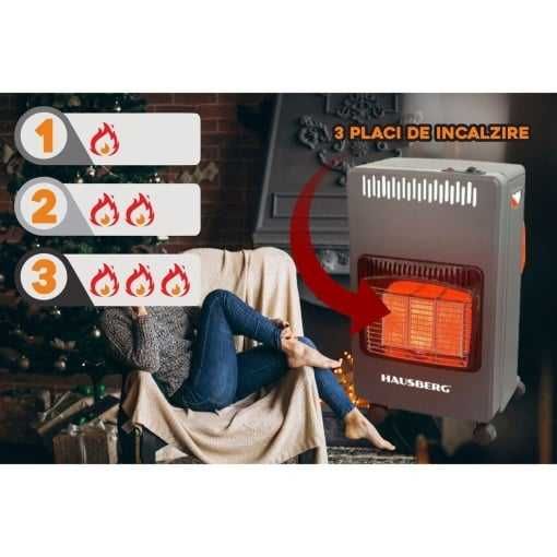 Soba pe gaz GPL HB-1021NG, aprindere piezo-electrica, putere 4.2kW