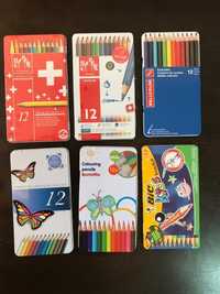 Creioane Colorate Aquarelle cutie metalica 12 buc Diferite Producatori