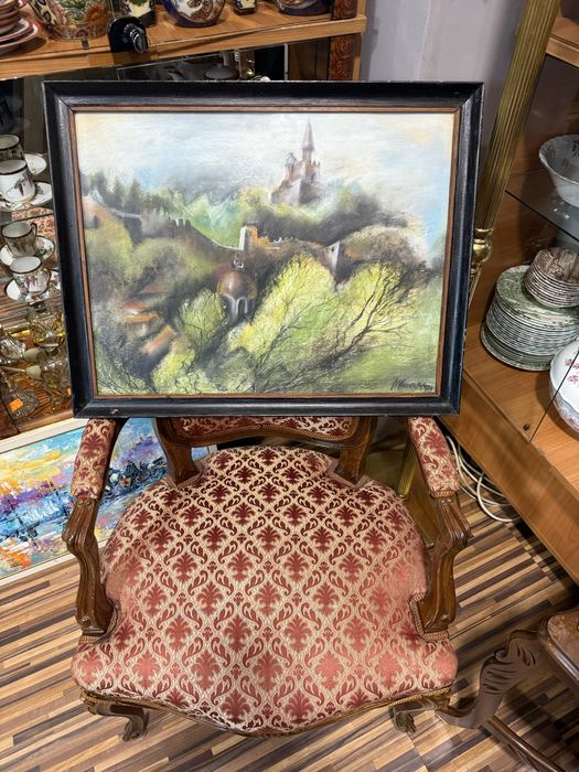 стара бълг картина сух пастел търново автор