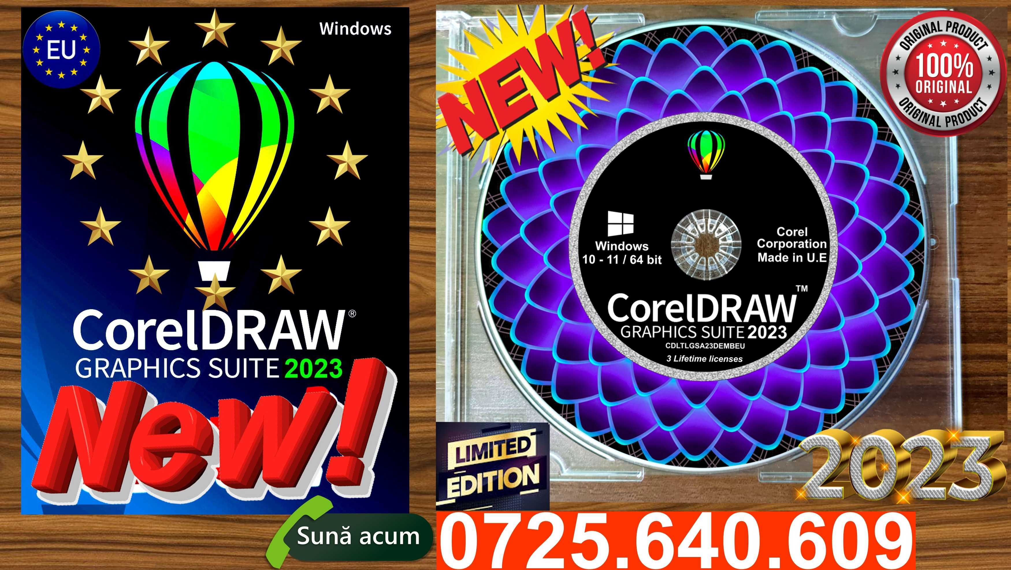 CorelDRAW Graphics Suite 2023 -3Lifetime Lic.- Permanenta -DVD Sigilat