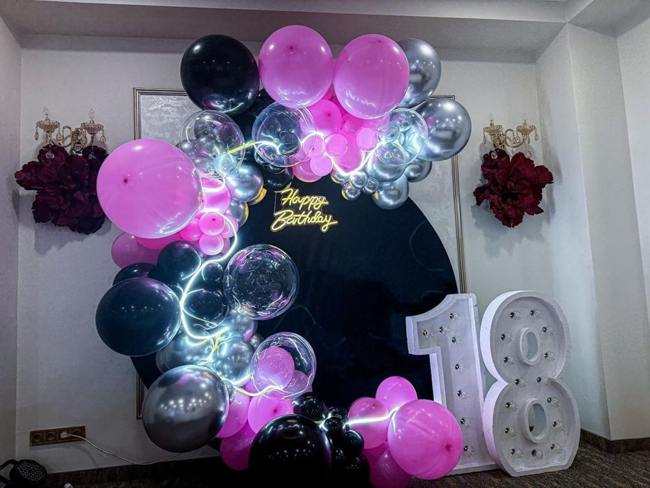 Decor baloane botez majorat cifre18 cabina foto platforma 360 castel g