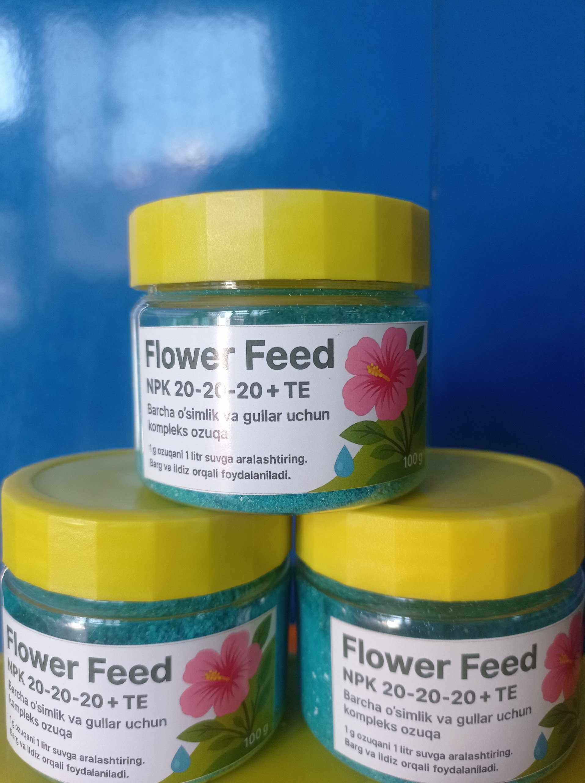 Flower Feed. NPK 20-20-20 + TE. Gul uchun ozuqa. Gullar. Gulga dori