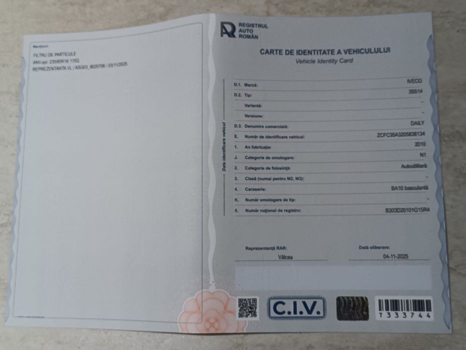 Iveco daily doka 6 locuri si bena basculabila cu klima, carte RAR