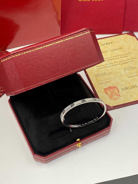 Brățară cartier Love slim white gold diamond