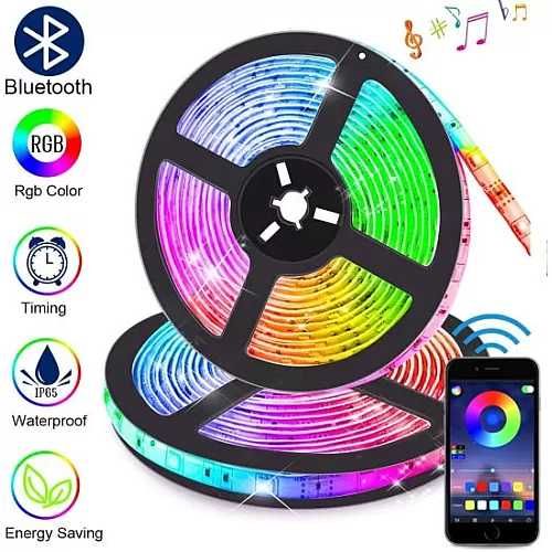 5 метра RGB LED лента с Bluetooth управление, безжичен контрол, декор