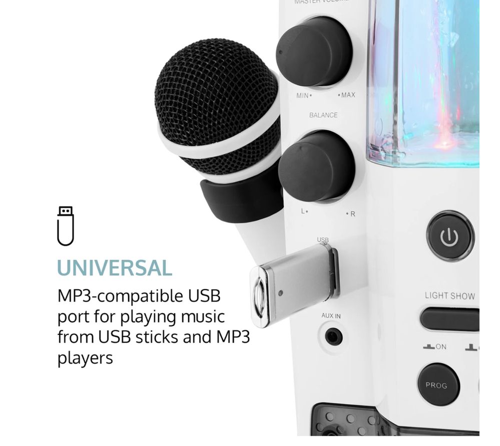 Караоке,Bluetooth, Wireless USB CD Светлинно и водно шоу Два микрофона