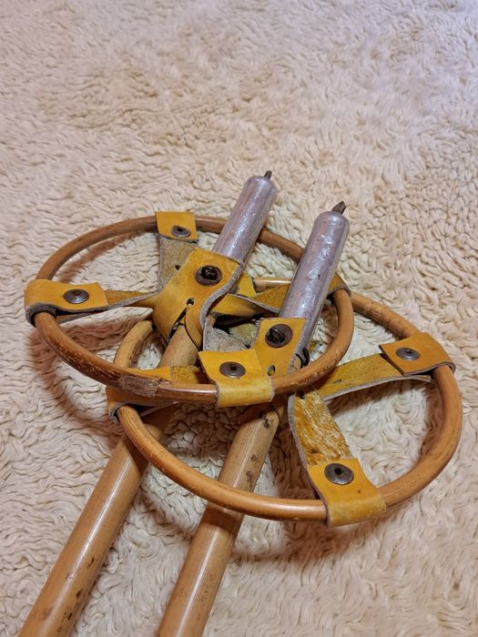 Ретро Бамбукови щеки с кожени елементи