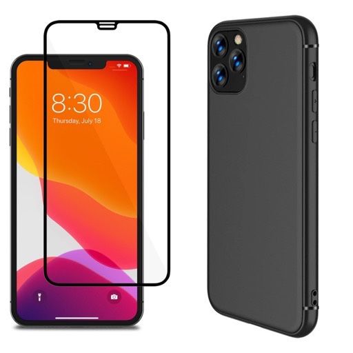 Iphone 11 PRO MAX Husa Premium Case Silicon + Folie Sticla Black Star