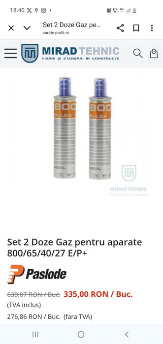 Gaz pistol cuie  o bucata la 50 de lei