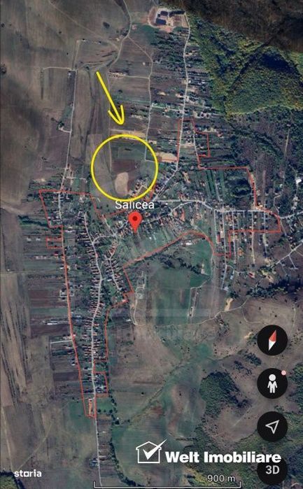 Teren 1000 mp/intravilan, Salicea