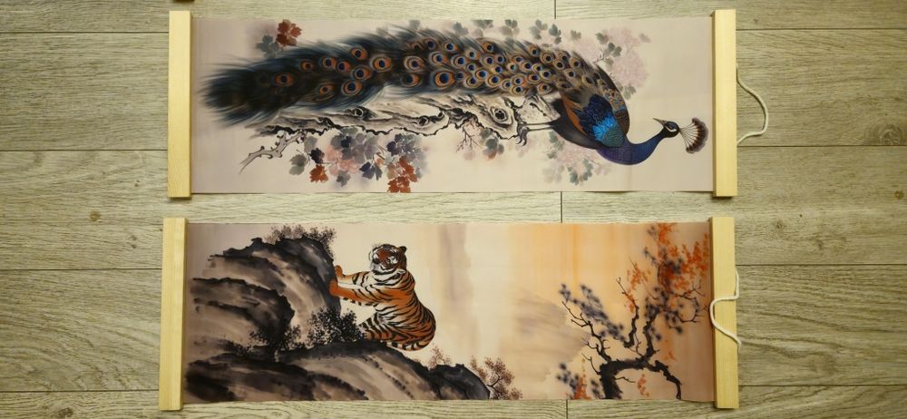 Vand 16 stampe asiatice superbe,din panza imprimata. Vezi 8 poze