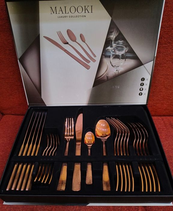 Нови Комплект Прибори за хранене 24части Лукс Серия Rose Gold