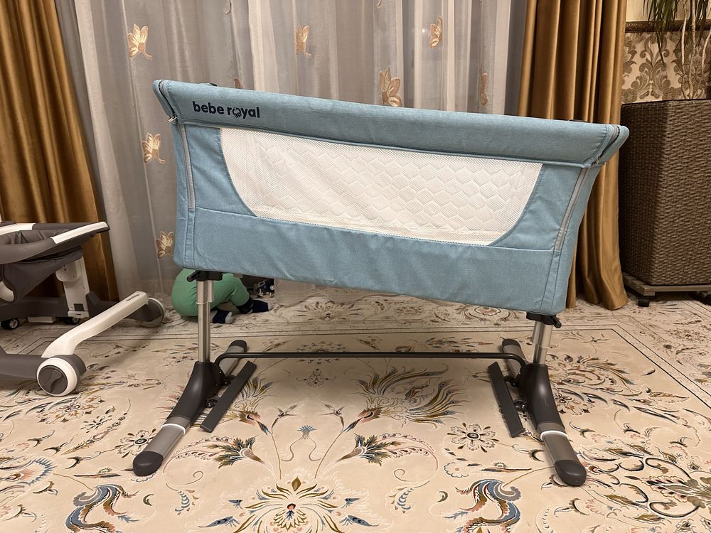 Patut Co sleeper Bebe Royal cu leganare Turcoaz