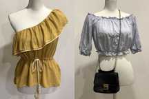 Top galben cu umar gol Zara / Crop top albastru deschis
