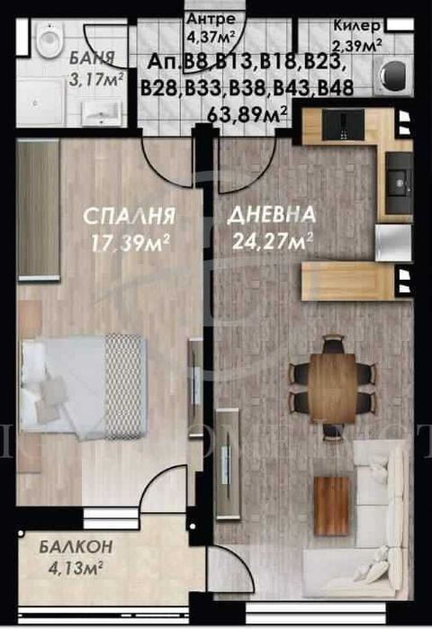 Продава се Двустаен апартамент в Пловдив, Гагарин - 74 кв.м за 1065 €/кв.м - Снимка #6