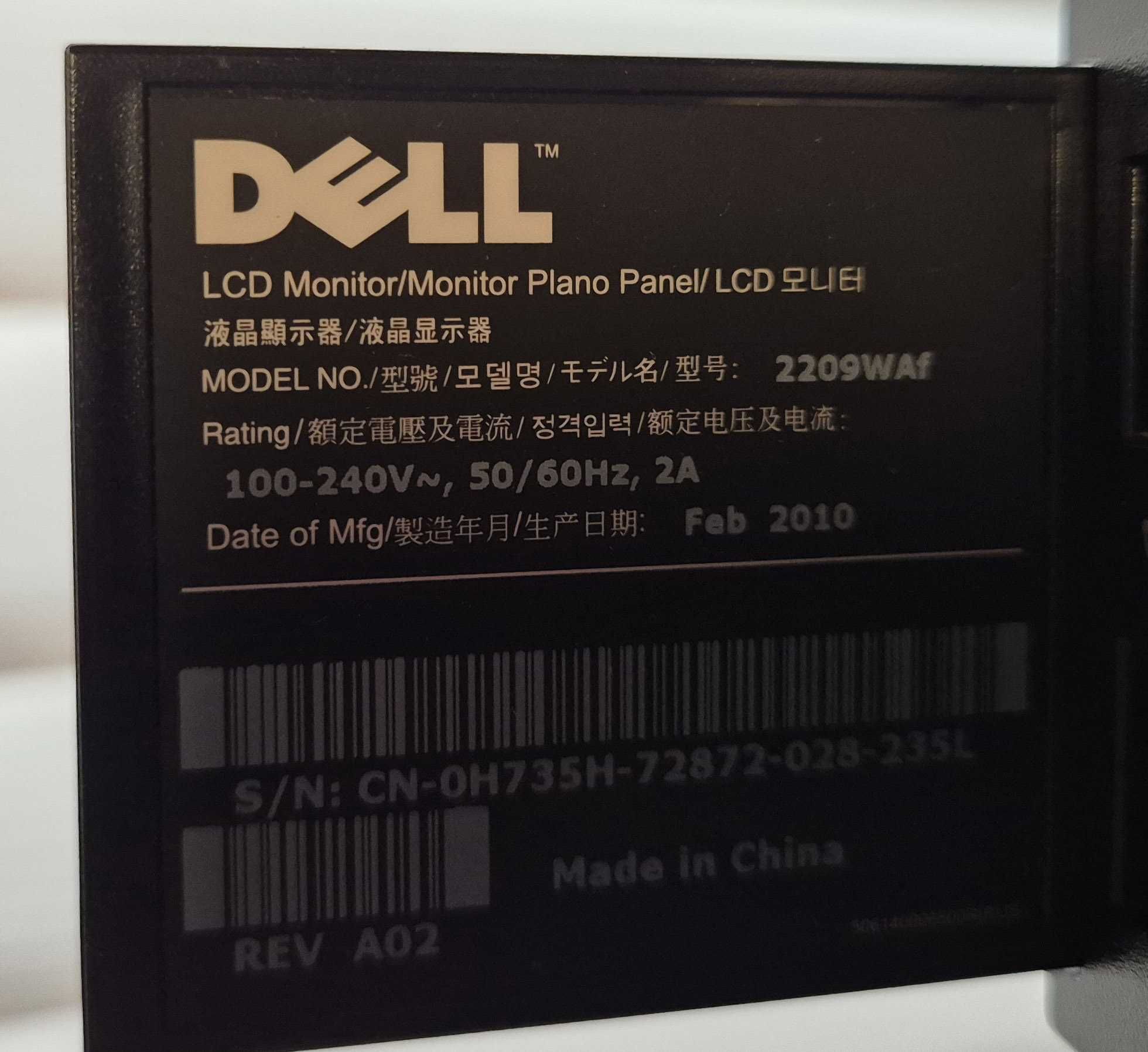 Монитор 22" Dell 2209WAf