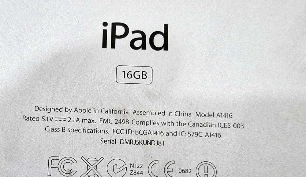 Tableta Apple Ipad A1416 EMC 2498 - 16 GB - 10 inch,3g