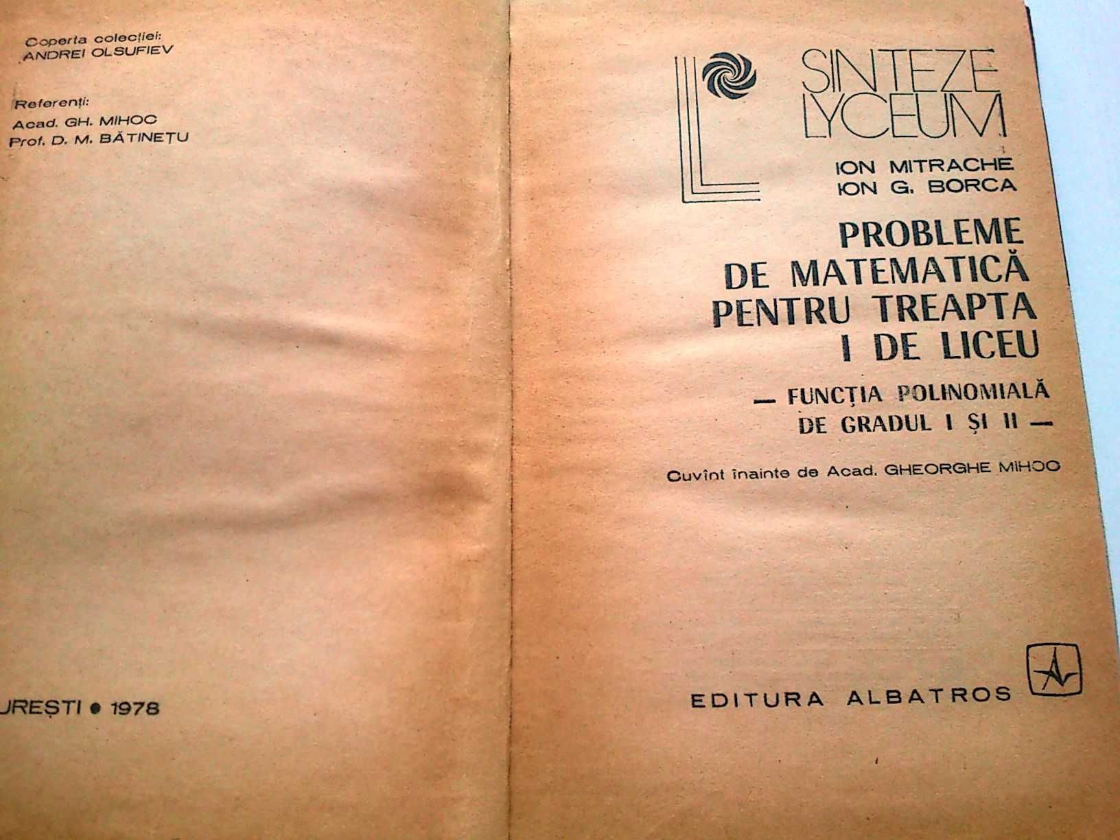 Probleme de Matematică pentru treapta I de liceu - Ion Mitrache