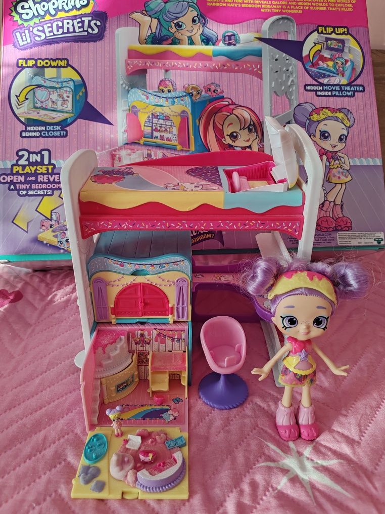 Shopkins lil Secrets 2в1 Спалня с малка и голяма кукла.