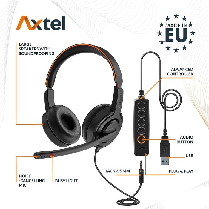Casti Business Stereo AXTEL AXH-V45UCD USB/Jack 3,5