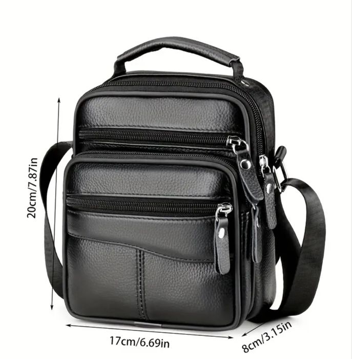 -10%Промоция• Мъжки елегантни и стилни ретро чантички/Черна ест. кожа!