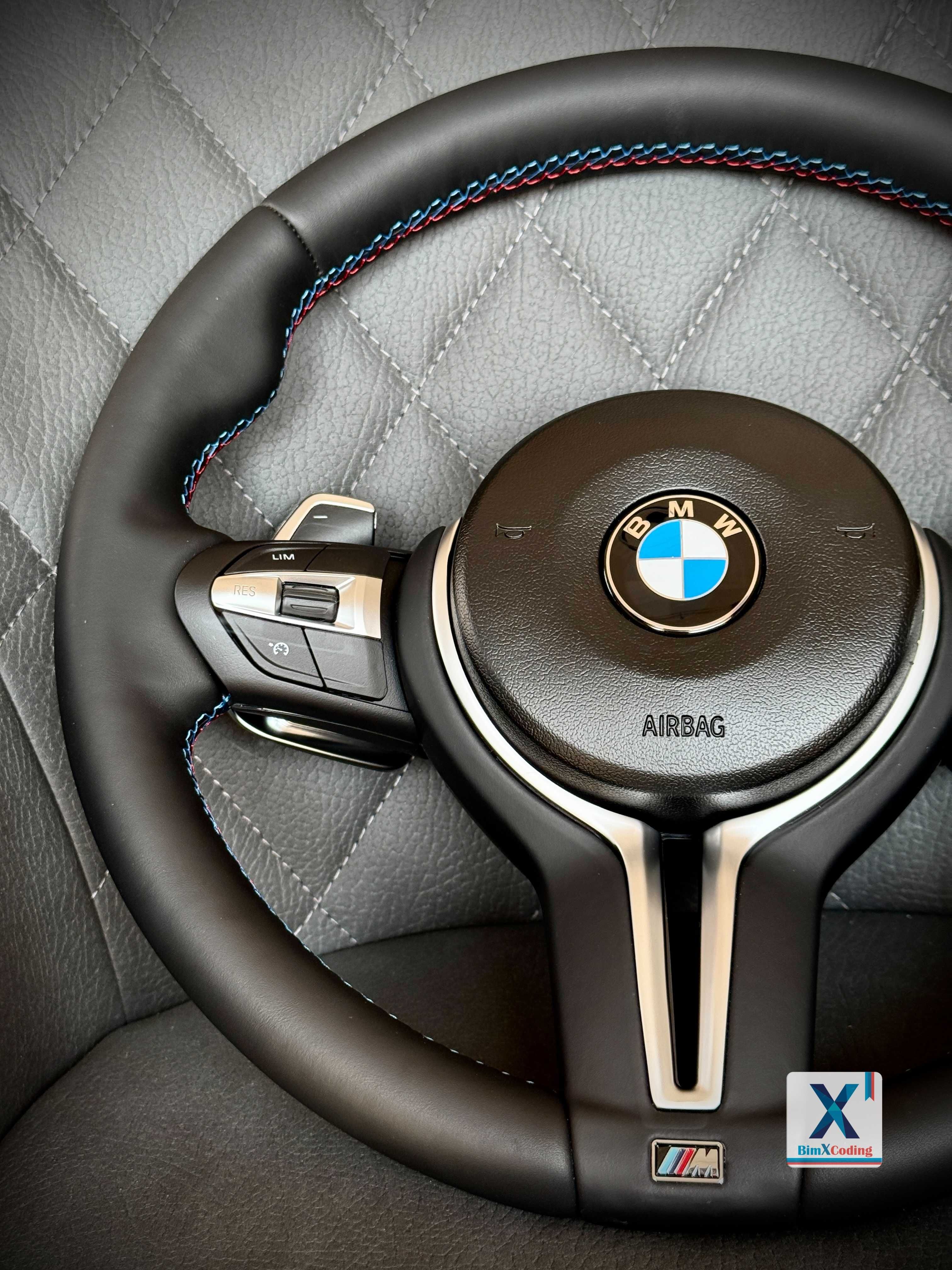 Volan piele BMW M Sport cu padele F20 F2X F30 F3X F15 F16 F25 M2 M3 M4