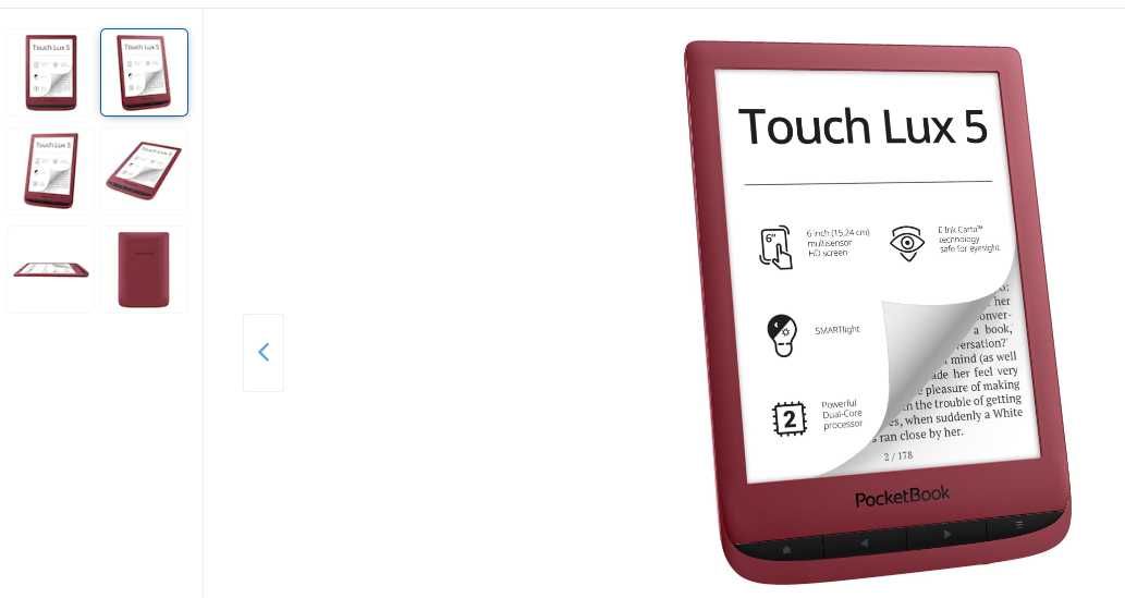 Vand eBook PocketBook Touch Lux 5, 6" Rosu rubiniu