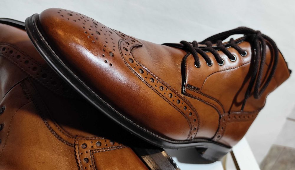 Ghete ankle 43 brogue Pat Calvin piele naturala moale