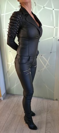 Salopeta piele dama outfit moto disco eveniment rochie catsuit sexy