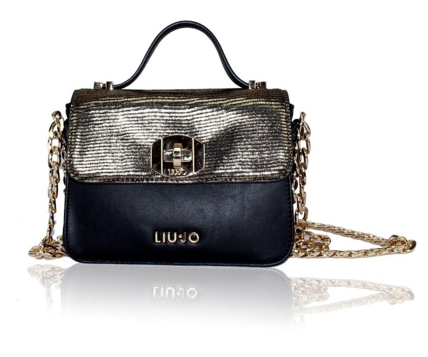 Poseta noua, cu etichetaă, Liu Jo , neagra cu auriu,