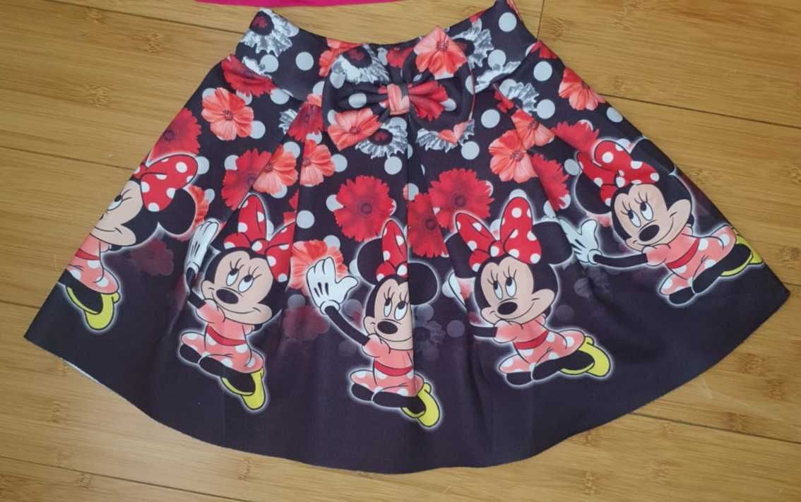 Set fata roz 2 piese bluza si fusta Disney Minnie Mouse 7/8 ani nou