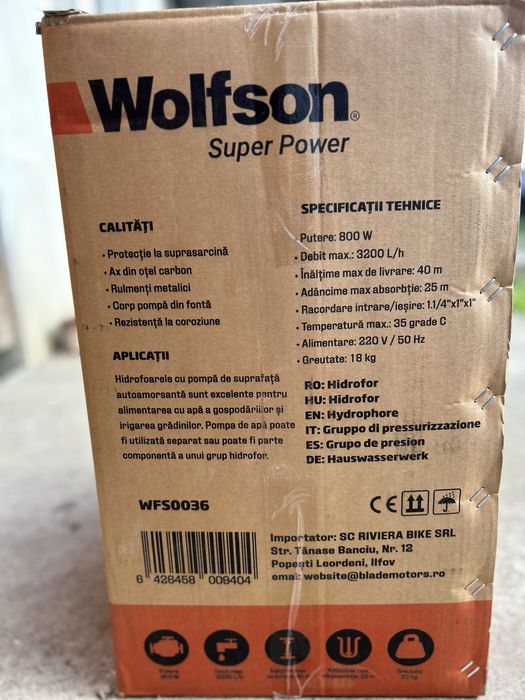 Hidrofor cap de fonta cu ejector